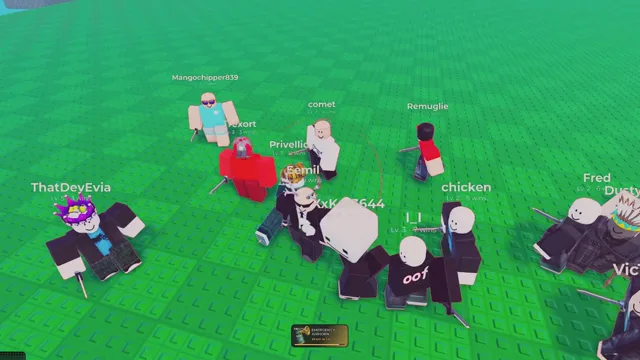 Roblox avatars gathered on the green field in the official trailer